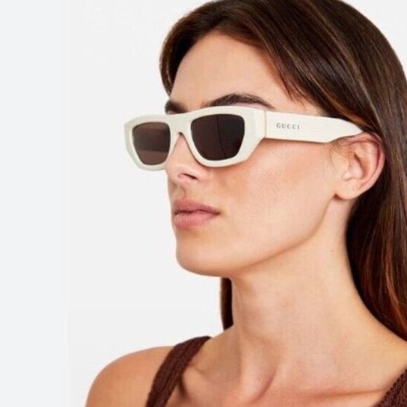 NEW GUCCI GG1134S 003 IVORY BROWN WHITE UNISEX SUNGLASSES GUCCI - Picture 2 of 5